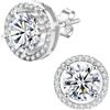 EnhbZoilism Orecchini a perno Moissanite, laboratorio creato in oro bianco 18 carati placcato oro bianco 925 Tiny orecchino, gioielli regali per donne e uomini, medium, Argento sterling, Moissanite