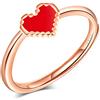 Yumilok-Anello in argento sterling S925, anello regolabile a forma di cuore in vernice rossa