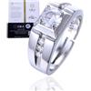 HALUKAKAH Anello Moissanite Uomo D Colore 1.0 ct Design Cavo,Diamante da 1 Carato Coltivato in Laboratorio con Certificato,Argento Sterling Placcato Platino,Misura Regolabile,per Marito,Fidanzato