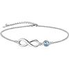 Suplight Cavigliera Donna Argento 925 con ciondolo infinito pietra di nascita acquamarina mese marzo Cavigliera Catenina Argento con Pietra Ipoallergico Gioiello da Spiaggia