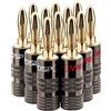 FosPower - 12 Connettori a Banana, 24K Gold Plated Doppio Viti Connettori Banana per Altoparlanti Jack per Cavo Altoparlante, Piastra da Parete e Altro - 6 Rosso e 6 Bianco