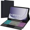 VANKEYPAD Custodia con tastiera per Samsung Galaxy Tab A9+ Plus 11 2023: tastiera retroilluminata a 3 zone e 7 colori con trackpad Intelligente - A9 Plus tastiera wireless rimovibile con Layout italiano QWERTY