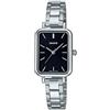 Casio LTP-V009D-1E - Orologio da donna rettangolare in acciaio inossidabile con quadrante nero, nero, Casual