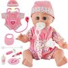 HERSITY Gioco Dottore Bambini, Bambola Interattiva Bambina Parlante con 12 Sonore Apertura e Chiusura Automatica Occhi, Vestiti per Bambole Giochi di Imitazione 2 3 Anno Bambino