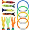 IOPJLK Set di 11 giocattoli subacquei subacquei per bambini dai 4 ai 12, anello sommergibile per alghe, giocattolo per acqua, set estivo per feste in piscina, regalo per ragazzi e ragazze