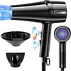 OYLCDI Ione Asciugacapelli,Phon Capelli Professionale, 2400W, Per risultati di Lunga Durata - 2 Accessori Styling, Cura Ionica, Anti Crespo, Capelli Ricci e Lisci, Nero