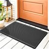 Fowooyeen Zerbino Ingresso, Tappeto Lavabile, Tappetino Entrata Asciugapassi Antiscivolo per Interni ed Esterni, Casa e Ufficio, Silicone Resistente - 43x76 cm, Nero