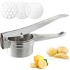 Chstarina Schiacciapatate in Acciaio Inox, Passapatate Manuale con 3 Colini Sostituibili, Schiacciapatate Professionale Robusto, Schiaccia Patate Manuale per Purè di Patate, Frutta, Verdure, Alimenti per Bébé
