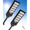 Sararoom Lampione Solare Led Esterno, 900Led 500W Faro LED da Esterno con Pannello Solari, IP65 Impermeabile Faretto con Sensore di Movimento, 6500K Luci di Sicurezza per Giardino Sentieri Garage,2Pcs