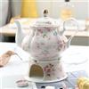 SOREZE Teiera Inglese Britannica da 400 ml con Base riscaldante in Porcellana, Set di teiere con fornello in Ceramica
