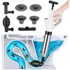 Nastopee Stura WC, Pulitore per scarico, pompa per WC, pulizia ad aria compressa, WC con 4 ventose, manometro, scarico per lavabo, bagno, doccia, cucina