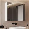 DICTAC Armadietto Specchio Bagno con 3 Ante 70x60x16cm Specchio Bagno con Contenitore e Mensola Regolabile Mobiletto Bagno Sospeso con Specchio,Mobile a Muro Armadio,Salvaspazio,Bianco