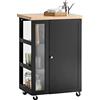 SoBuy mobile cucina salvaspazio con ruote - Carrello da cucina compatto con credenza bassa e piano di lavoro - Madia cucina con anta singola e ripiano laterale, 60x92x45cm, nero FKW75-SCH