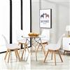 H.J WeDoo Set di Mobili per Sala da Pranzo, Tavolo da Pranzo Rotondo in Vetro con 4 Sedie Bianche Scandinave