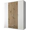 AVANTI TRENDSTORE Kalli - armadio con 4 ante battenti e 2 cassetti in legno laminato di quercia Artisan e bianco. Dimensioni LxAxP 160x197x54 cm