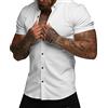 Generic Uomo Manica Corta Hawaiana Maglia Uomo Manica Corta Lavoro Polo Uomo Manica Corta Cotone Maglia Uomo Manica Corta Tinta Unita Magliette Manica Corta Bianco L LKT-737