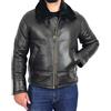 A1 FASHION GOODS Giacca volante in pelle di pecora originale per gli uomini B3 Bomber Aviator Piloti Shearling Cappotto Raptor, Nero / Nero, S