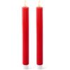 MIJOMA Candela a LED in vera cera con fiamma realistica, timer e funzionamento a batteria, per interni con luce bianca calda, effetto naturale (rosso, motivo scanalato verticale, diametro 2 cm x 24