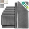 MIQIO® Set di 6 tovaglioli in cotone, 45 x 45 cm, tovaglioli in tessuto con elegante cucitura decorativa, 100% cotone biologico, certificato GOTS, BCI e Ökotex, grigio scuro