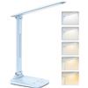 BICKON Lampada da Scrivania, 5 Colori e 10 Livelli di Luminosità Lampada da Tavolo, Timer/USB Ricarica/Tocca Controllo/Pieghevole, Protezione Gli Occhi LED Luce per Studio, Lavoro, Gioco, Regalo