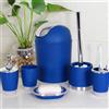 Fingey Bathlux, set di accessori da bagno con design moderno, 6 pezzi, spazzolino per WC, pattumiera, portasapone, portaspazzolino, dispenser per sapone, tazza per risciacquo Blue