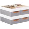YheenLf 4 Pezzi Scatole Portaoggetti Armadio, 47×28×20cm, Grigio/Bianco | Scatola per Vestiti con Maniglie, Organizzatore Cassetti, Organizer Armadio, Contenitore per Camera da Letto