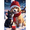 QENSPE Natale Pittura Diamante 5D DIY Diamond Painting Kit per Adulti, Cane e Gatto Rotondo Diamond Painting Ricamo Kit Completo, Punto Croce Strass Artistica Parete da Letto Decor 30x40cm WX8700