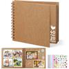 DazSpirit Album Fotografico Personalizzabile, 6-inch Album Foto, Scrapbook Quadrato con Copertina Rigida con 5 adesivi, Album Fai Da Te per Matrimoni, Neonati e Anniversari, 40 Pagine, Marrone