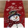 Norhogo Moda pupazzo di neve invernale da cucina, runner da tavolo, decorazione natalizia in iuta, runner da tavolo, decorazione da tavolo, per Natale, 40 x 140 cm (sciarpa rossa)