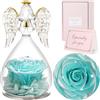 Sunia Rosa Eterna Regalo Donna, Rosa Stabilizzata Vera in Angel Cupola Regalo Mamma, Angelo Figurine di Vetro Regalo Nonna, Regalo Donna Compleanno, Regali Natale San Valentino Festa della Mamma