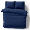Alreya Copripiumino Matrimoniale in Raso 100% Cotone - 200 x 220 cm Blu Navy - Solo Il Copripiumino con Cerniera