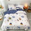 HAVOP Set di biancheria da letto con copripiumino in 100% cotone, per letto matrimoniale, per bambini, ragazzi e ragazze, set di biancheria da letto con stampa di razzo, pianeta e stelle, bianco e