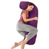 SHANNA Cuscino Gravidanza per Dormire, Cuscino Allattamento Neonato a Forma di J, Morbido Velluto Cuscini per maternità e il Corpo Laterale con Federa Sfoderabile e Lavabile, 125 x 65cm(Viola)