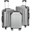 LLODERY Set di 3 valigie rigide ultra leggere, con 4 ruote doppie e lucchetto TSA, per uomo e donna, grigio., 35x22.5x55cm, 39x26x62.5cm, 45x30.5x71.5cm, moderno