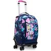 Invicta Seven Trolley Scuola Jack 4 Ruote, Multicolore, Charming Girl, 3 in 1, Triplo Uso, Zaino Con Carrello Sganciabile e Crossover System, Zaini & Trolley, Scuola & Tempo libero, Bambina Ragazza