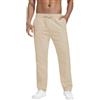HOEREV Pantaloni Casual in Lino e Cotone - Respira Facilmente con i Pantaloni Leggeri da Spiaggia,Beige,XL
