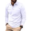 Risipu Polo a maniche lunghe da uomo casual con bottoni top da lavoro camicia da golf tinta unita, Nero , 3XL