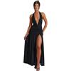 RPAEOY Vestito Donna Elegante Maxi Lunga Profondo Scollo a V Schiena Scoperta Sexy Spacco Abito Slim Festa Cocktail da Damigella della Sera e Cerimonia Matrimonio (L)