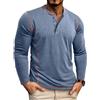 LAOARA T Shirt Uomo Maglietta Manica Lunga Cotone Slim Fit Henley Tshirt Maglia Bottone Magliette Rosso L