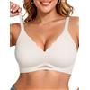 Vertvie Reggiseni da donna senza fili Jelly Push Up Reggiseno senza cuciture Copertura completa senza ferretto di supporto smerlato T Shirt Bralette, Nude, XX-Large