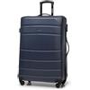 WITTCHEN Valigia da viaggio grande trolley valigia grande valigia check-in guscio rigido in ABS 4 ruote piroettanti chiusura a combinazione maniglia telescopica Globe Line blu navy Ryanair/ITA Airways