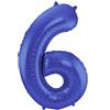 Folat 65926 Palloncino di Alluminio Numero Figura 6 Blu Metallizzato Opaco 86 cm - Decorazione Palloncino di Elio per Compleanno, Anniversario