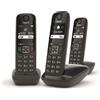 Gigaset Telefono Cordless Trio Vivavoce 100 Memorie 20 Suonerie Intercomunicazione colore Nero - AS690 Trio