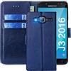 FMPCUON Cover per Samsung Galaxy J3 2016 /J320,Cover in Pelle Samsung Galaxy J3 2016 /J320,Flip Wallet Case Custodia in Pelle PU,con Magnetica a Scatto per Samsung J3 2016,Blu