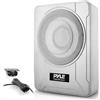 Pyle Subwoofer Amplificato 20 Centimetri 600 Watt, Casse Auto Stereo Compatte Marine Sotto Sedile con Amp Integrato, Ingressi Alto/Basso, Sistema Attivo, Argento