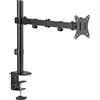 PureMounts supporto per monitor, per 1 schermo, 17 a 32 pollici, regolabile in altezza, inclinabile di +45°/-45°, orientabile con braccio girevole di 90°/-90°, VESA 100, supporto da tavolo, nero
