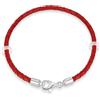 CRISNATA Braccialetto in Pelle Intrecciata Rossa 18cm con Chiusura Aragosta in Argento Sterling 925-fit Fascino Pandora/Perline/Ciondolo, Regalo per Uomini/Donne/Nipote Natale Compleanno Capodanno