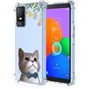 SEAHAI Cover per TCL 403, Custodia Protettiva Ultra Sottile ed Elegante in Silicone TPU Trasparente, Bello Modelli Colorful Cover Antiurto Case - Gatto