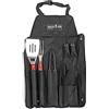 Brigros MasterCook - Kit Accessori Professionali In Acciaio Per Barbecue Con Grembiule, Set Accessori Bbq Con Pinza, Forcone, Spatola E Guanto, Accessori Barbecue