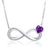 Qings Collana Infinito con Febbraio Ametista Pietra di Nascita Argento 925 Ciondolo Simbolo dell'infinito con Zirconi a Cuore Compleanno San Valentino Natale Gioielli Regali per Donne Ragazze